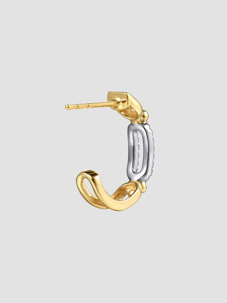 Gabriel & Co Women's Two-Tone 14K Gold & 0.17 TCW Diamond Half-Hoop Earrings | Thumbnail 3 Gabriel & Co Women's Two-Tone 14K Gold & 0.17 TCW Diamond Half-Hoop Earrings | Thumbnail 3