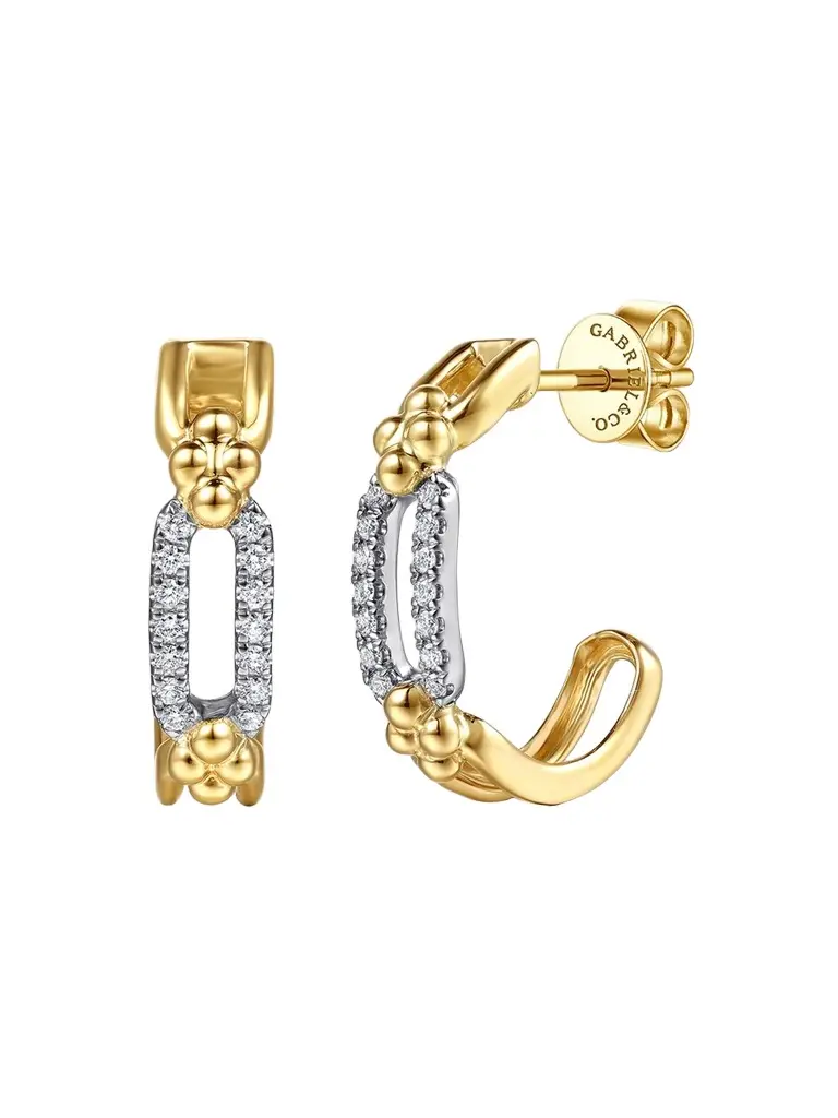 Women's Two-Tone 14K Gold & 0.17 TCW Diamond Half-Hoop Earrings Women's Two-Tone 14K Gold & 0.17 TCW Diamond Half-Hoop Earrings
