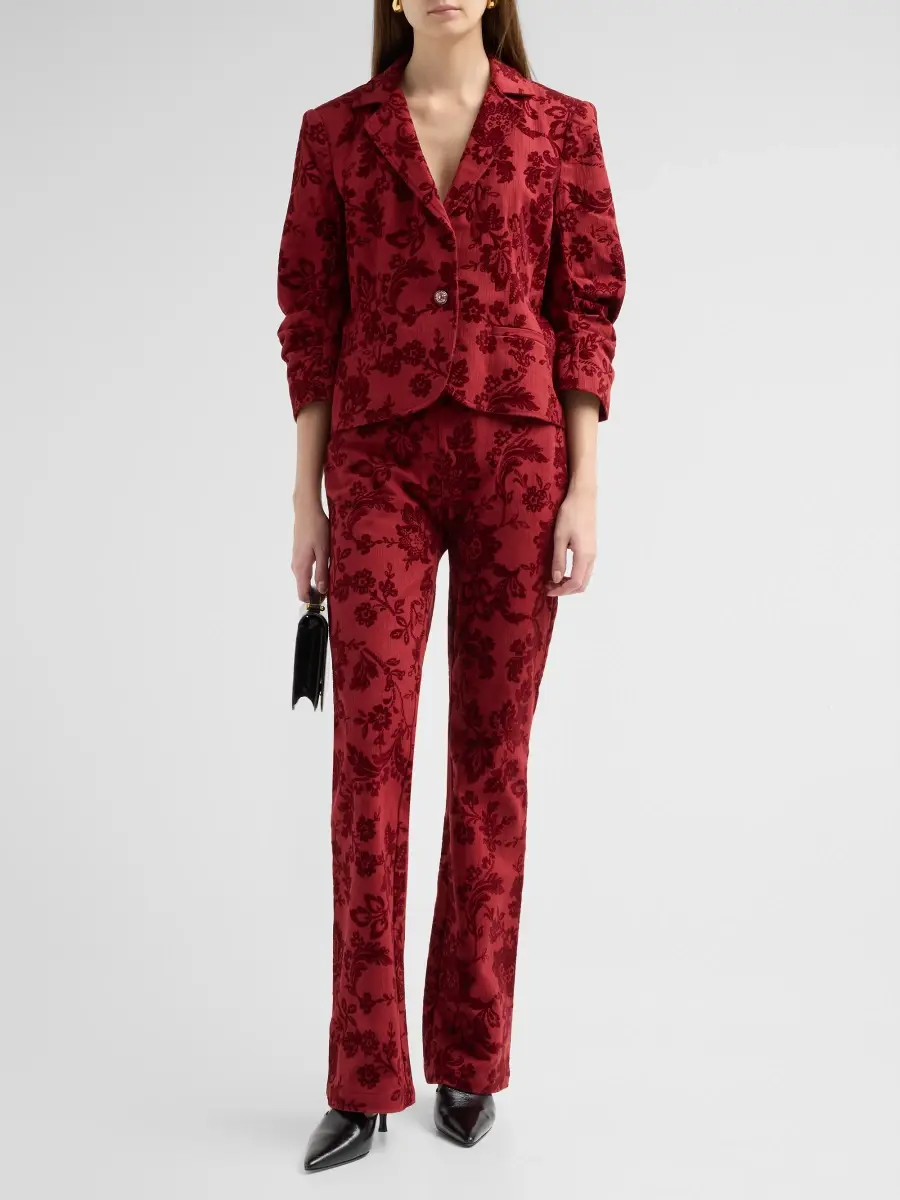 Cinq à Sept Women's Stevie Paisley Flocked High-Rise Boot-Cut Jeans | Thumbnail 2