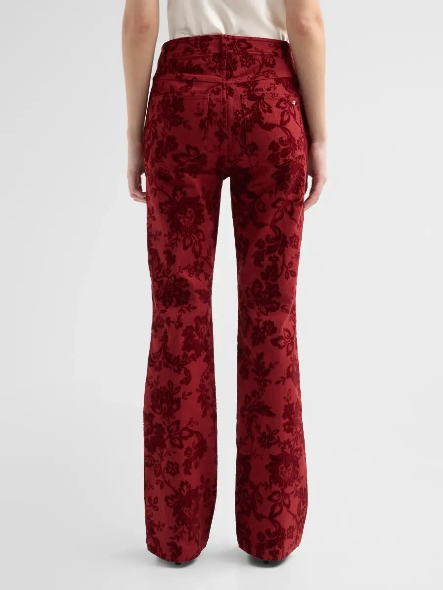 Cinq à Sept Women's Stevie Paisley Flocked High-Rise Boot-Cut Jeans | Thumbnail 3