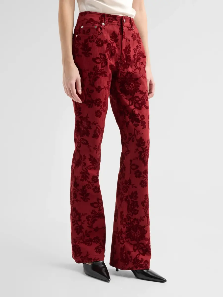 Cinq à Sept Women's Stevie Paisley Flocked High-Rise Boot-Cut Jeans | Thumbnail 4