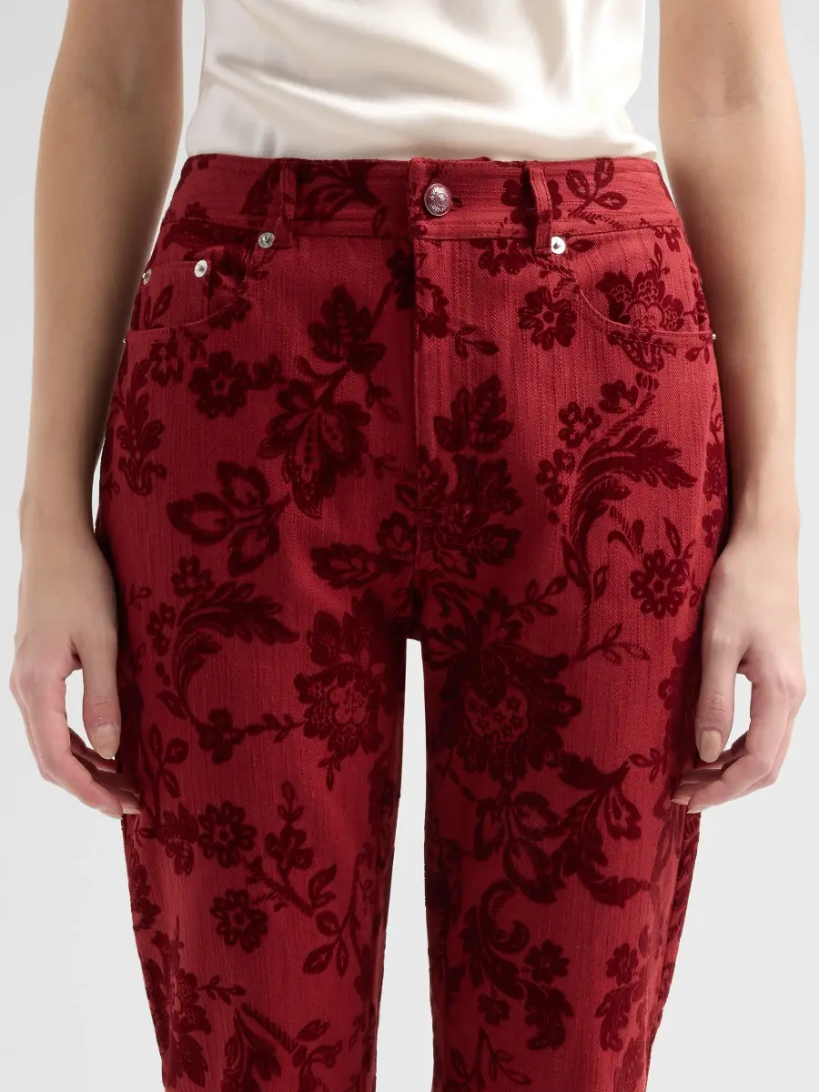 Cinq à Sept Women's Stevie Paisley Flocked High-Rise Boot-Cut Jeans | Thumbnail 5