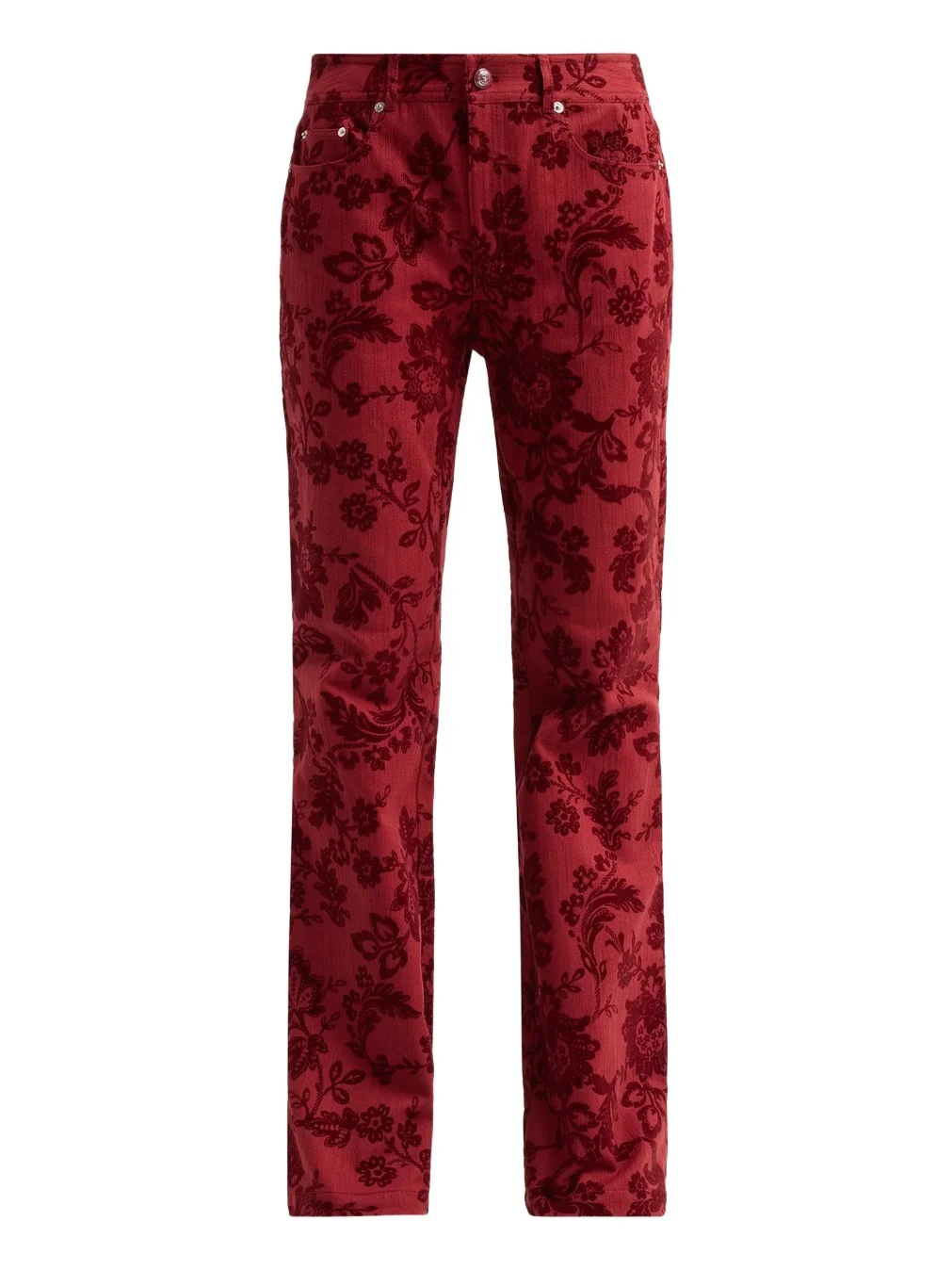 Women's Stevie Paisley Flocked High-Rise Boot-Cut Jeans