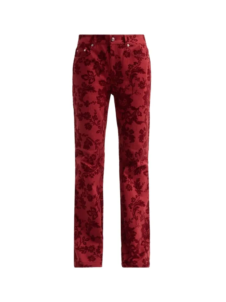 Women's Stevie Paisley Flocked High-Rise Boot-Cut Jeans