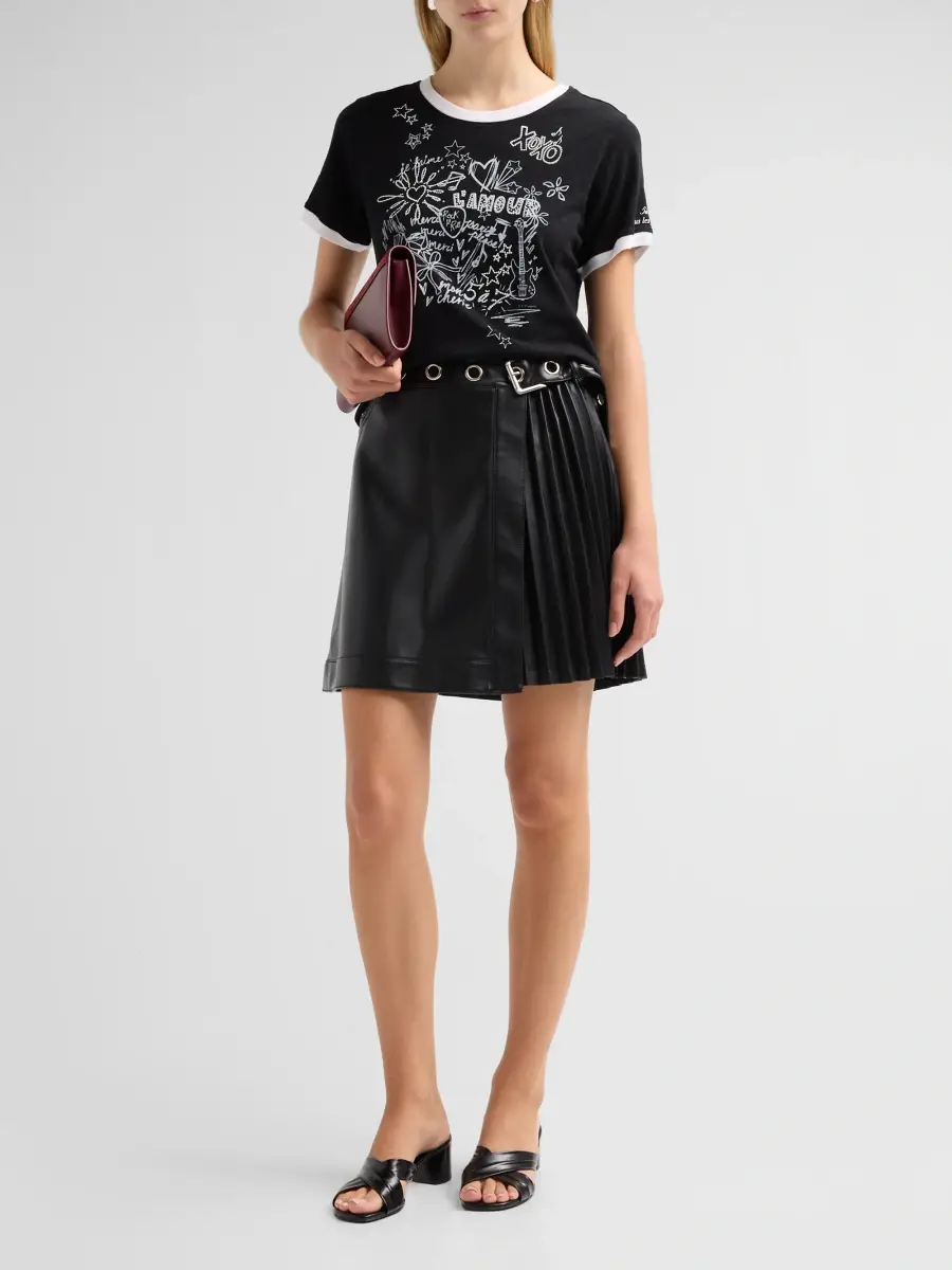 Cinq à Sept Women's L'Amour Doodle Shrunken T-Shirt | Thumbnail 2