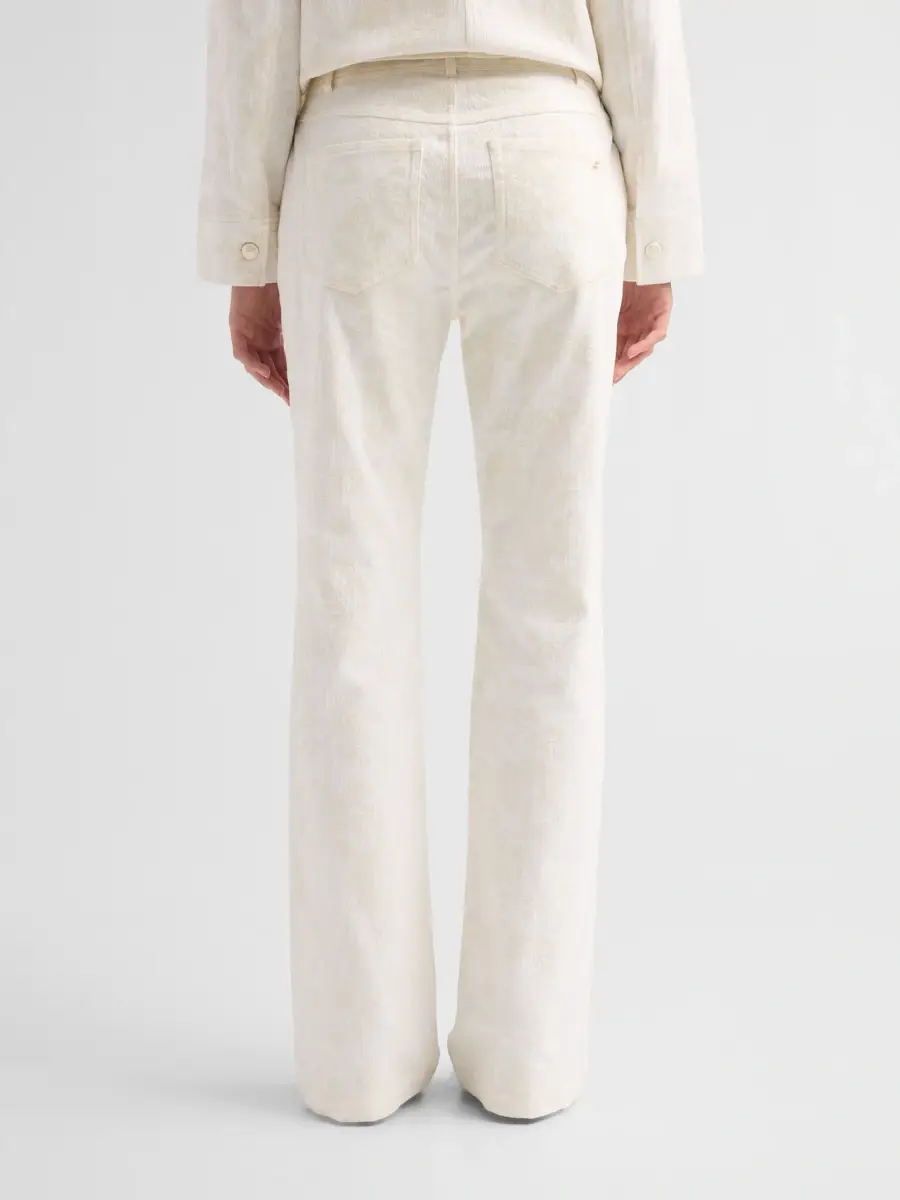 Cinq à Sept Women's Stevie Paisley Flocked High-Rise Boot-Cut Jeans | Thumbnail 3