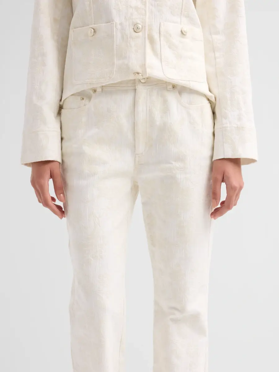Cinq à Sept Women's Stevie Paisley Flocked High-Rise Boot-Cut Jeans | Thumbnail 5