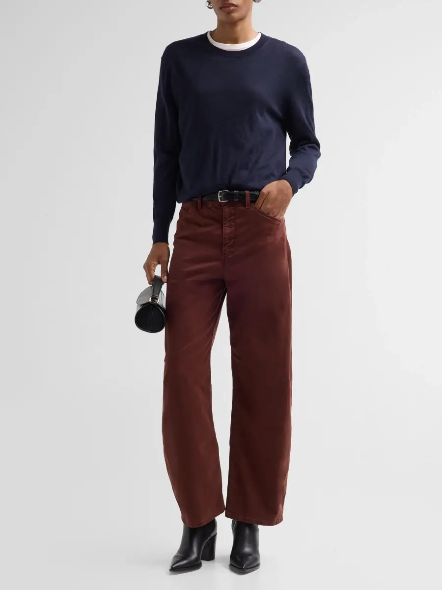Nili Lotan Women's Tribeca Cotton Mid-Rise Barrel Pants | Thumbnail 2 Nili Lotan Women's Tribeca Cotton Mid-Rise Barrel Pants | Thumbnail 2