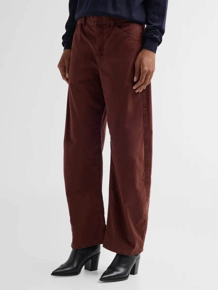 Nili Lotan Women's Tribeca Cotton Mid-Rise Barrel Pants | Thumbnail 4 Nili Lotan Women's Tribeca Cotton Mid-Rise Barrel Pants | Thumbnail 4