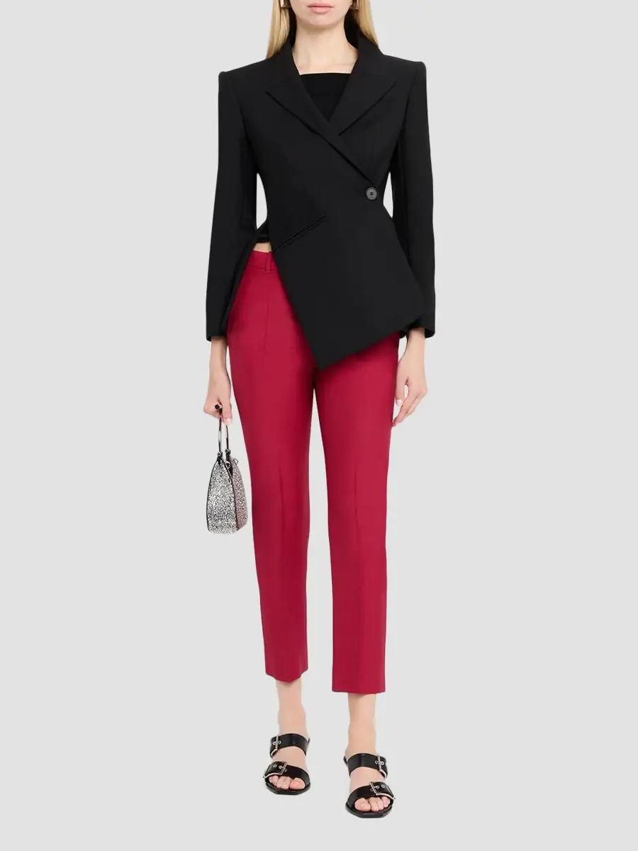 Alexander McQueen Women's Elongated Wool-Mohair-Blend Cigarette Pants | Thumbnail 2 Alexander McQueen Women's Elongated Wool-Mohair-Blend Cigarette Pants | Thumbnail 2