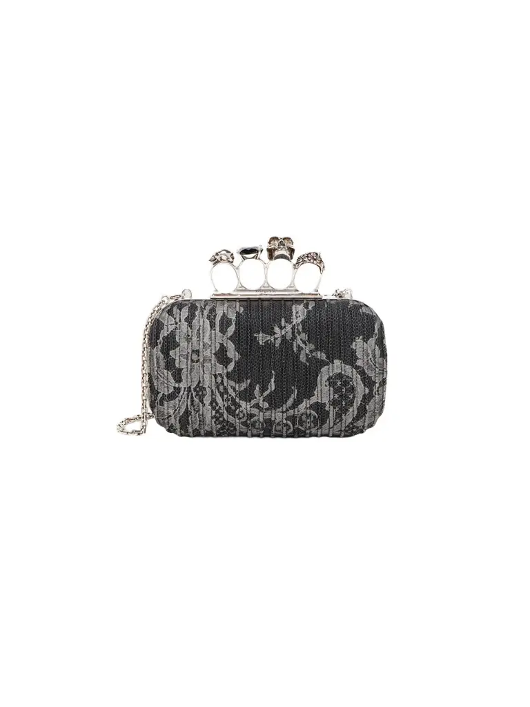 Women's Embroidered Leather Skull Clutch Women's Embroidered Leather Skull Clutch