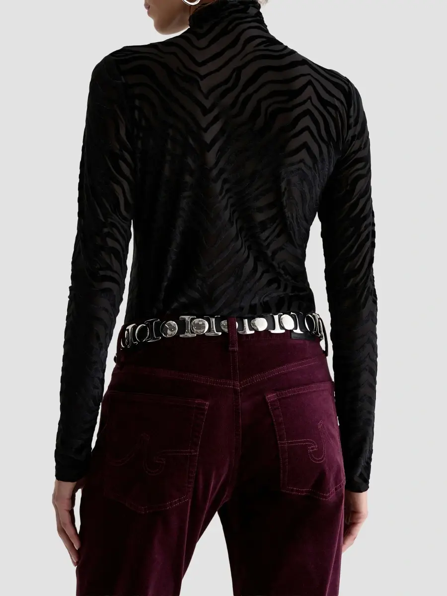 AG Jeans Women's Chels Flocked Velvet Turtleneck Top | Thumbnail 3 AG Jeans Women's Chels Flocked Velvet Turtleneck Top | Thumbnail 3