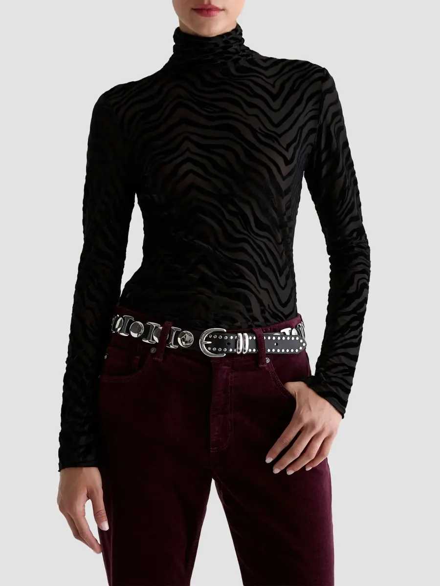 AG Jeans Women's Chels Flocked Velvet Turtleneck Top | Thumbnail 4 AG Jeans Women's Chels Flocked Velvet Turtleneck Top | Thumbnail 4