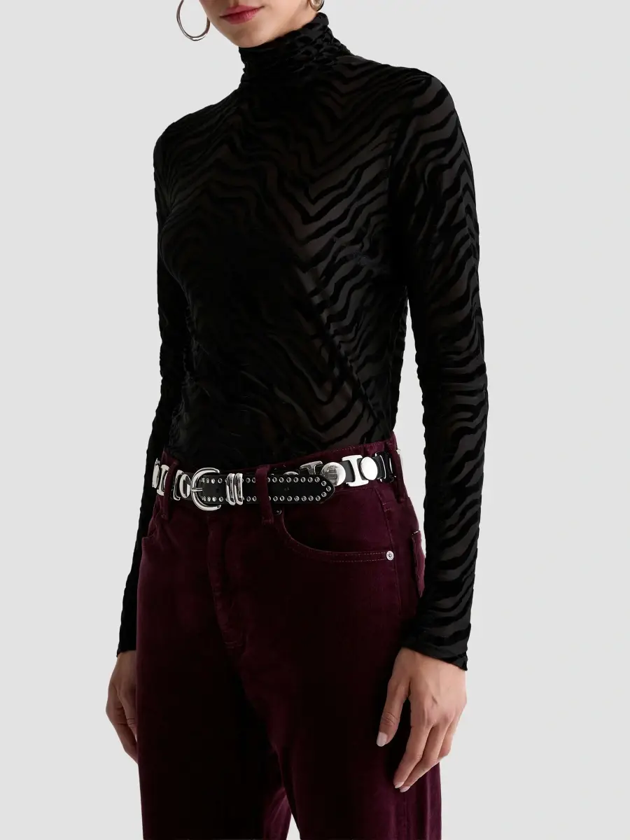 AG Jeans Women's Chels Flocked Velvet Turtleneck Top | Thumbnail 7 AG Jeans Women's Chels Flocked Velvet Turtleneck Top | Thumbnail 7
