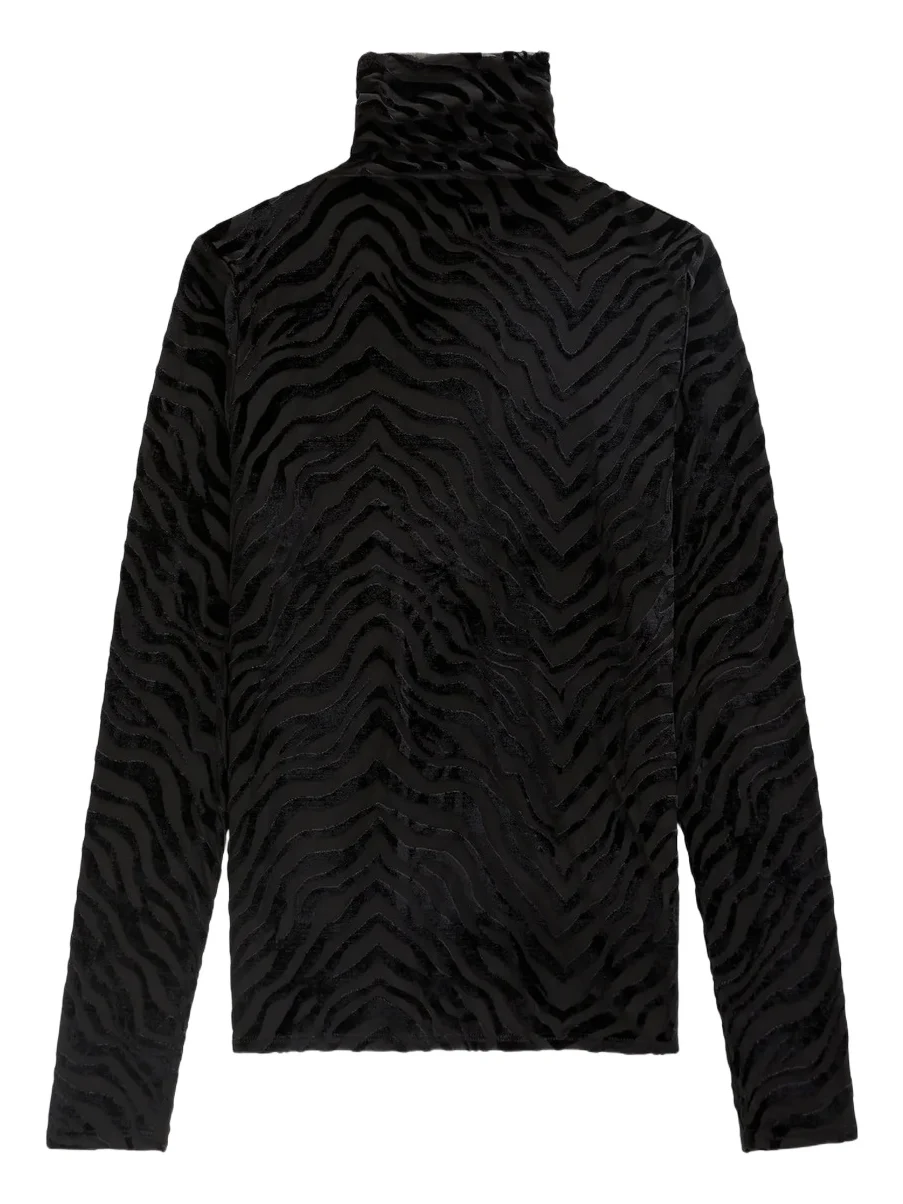 AG Jeans Women's Chels Flocked Velvet Turtleneck Top