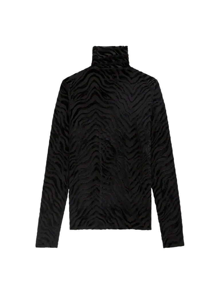 AG Jeans Women's Chels Flocked Velvet Turtleneck Top
