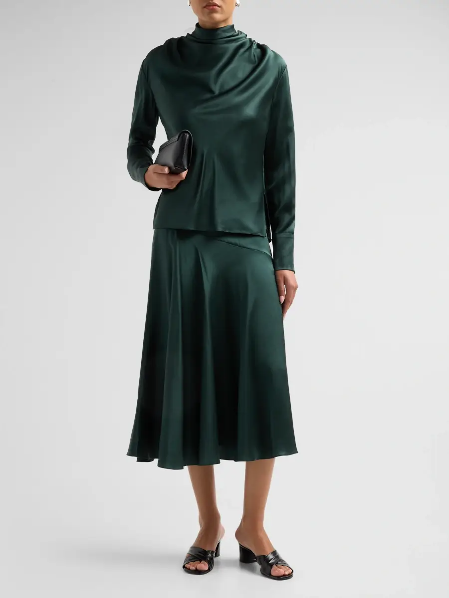 Adam Lippes Women's Blaine Draped Silk Charmeuse Top | Thumbnail 2