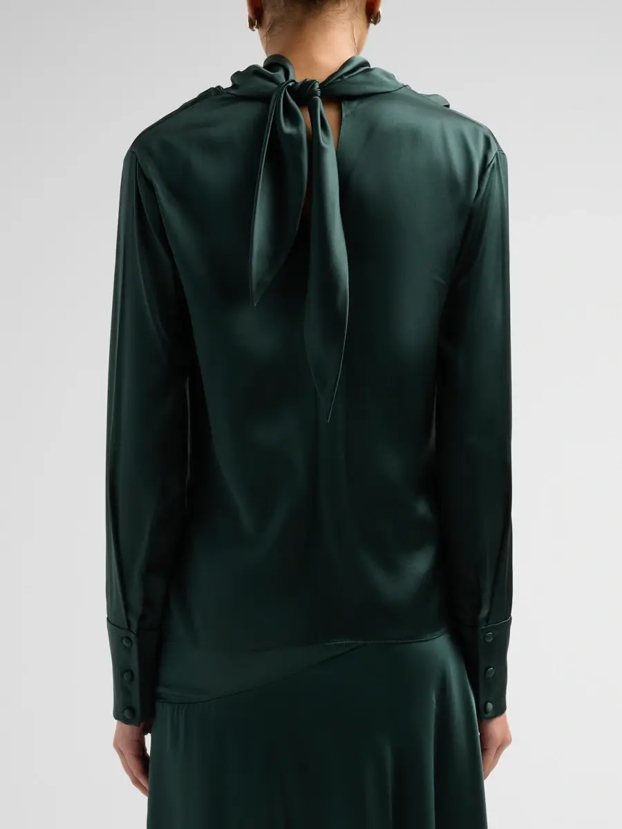 Adam Lippes Women's Blaine Draped Silk Charmeuse Top | Thumbnail 3
