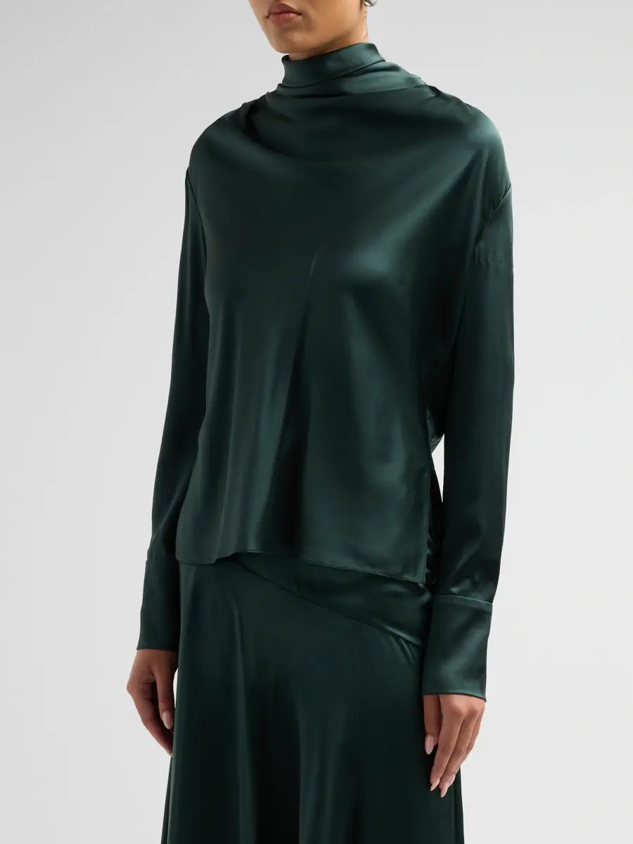 Adam Lippes Women's Blaine Draped Silk Charmeuse Top | Thumbnail 4