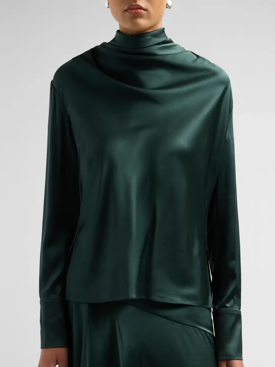 Adam Lippes Women's Blaine Draped Silk Charmeuse Top | Thumbnail 5