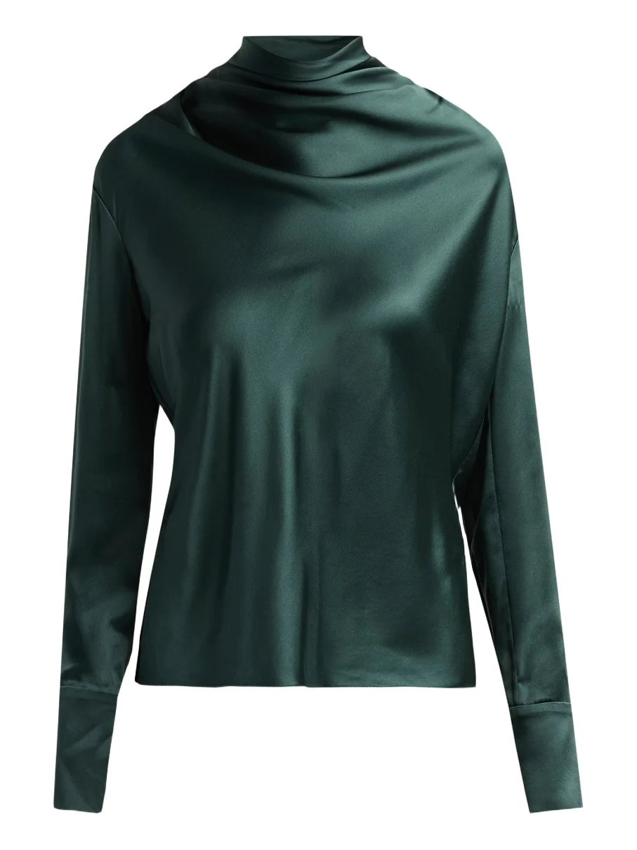 Adam Lippes Women's Blaine Draped Silk Charmeuse Top