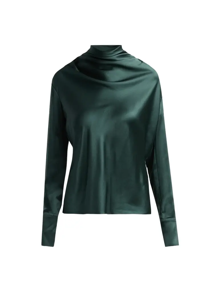 Adam Lippes Women's Blaine Draped Silk Charmeuse Top
