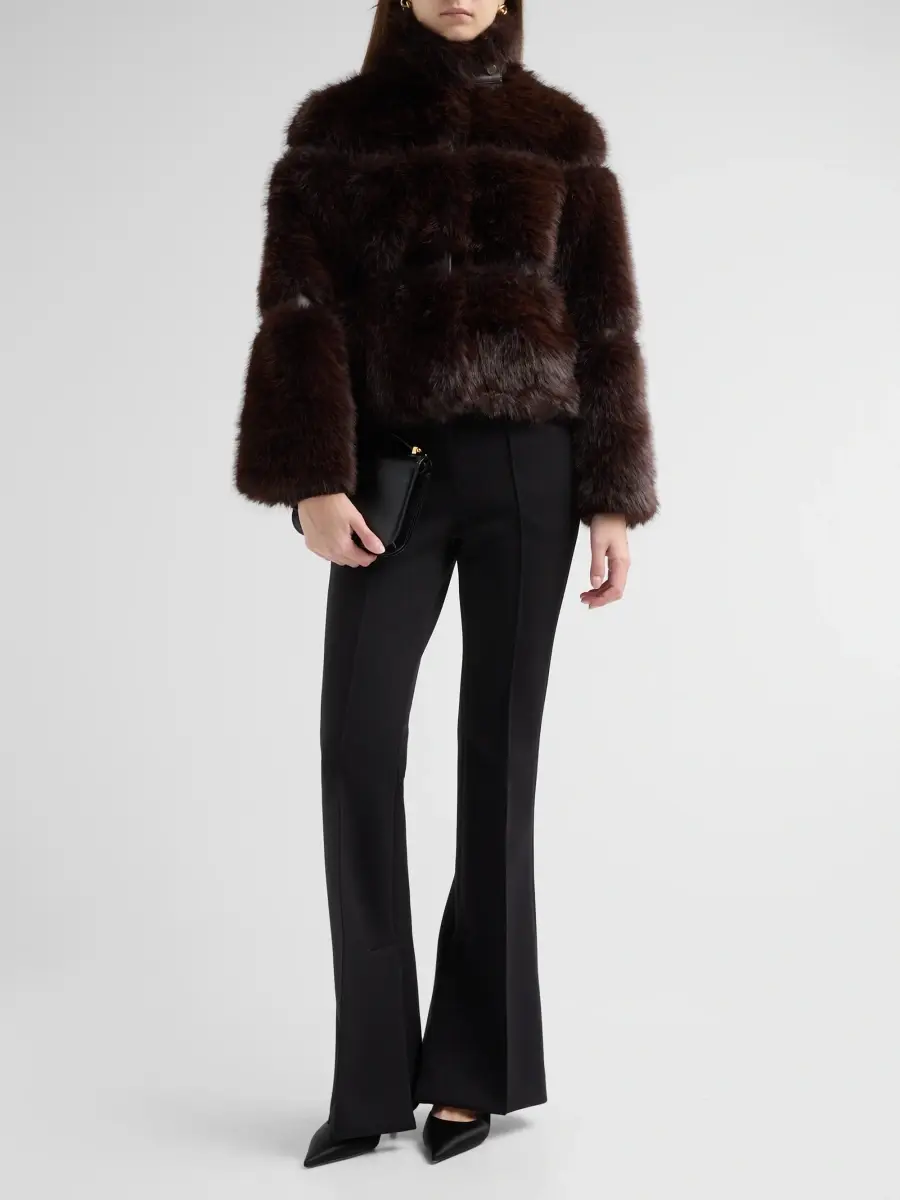 Elie Tahari Women's The Yael Faux-Fur Funnel-Neck Coat | Thumbnail 2 Elie Tahari Women's The Yael Faux-Fur Funnel-Neck Coat | Thumbnail 2