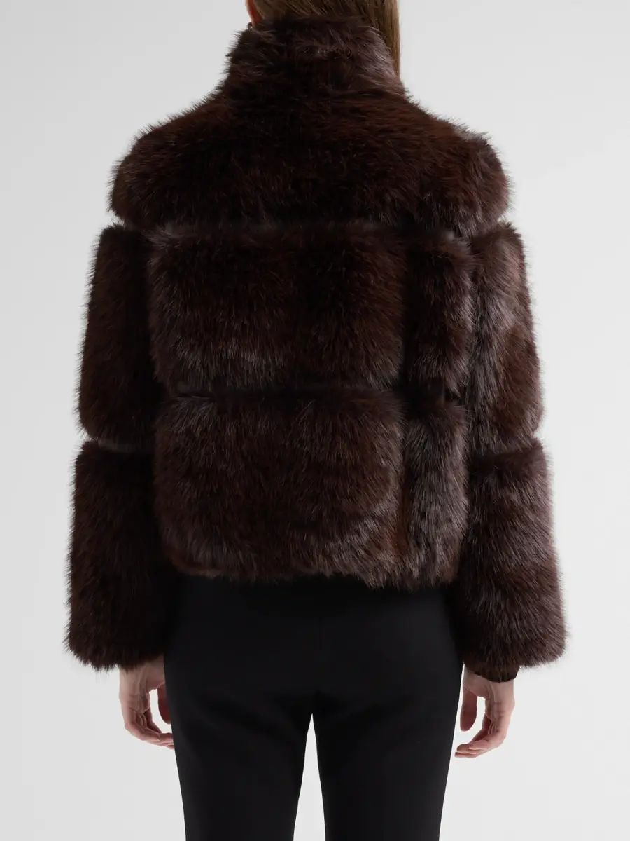 Elie Tahari Women's The Yael Faux-Fur Funnel-Neck Coat | Thumbnail 3 Elie Tahari Women's The Yael Faux-Fur Funnel-Neck Coat | Thumbnail 3