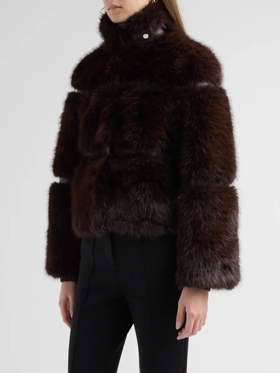 Elie Tahari Women's The Yael Faux-Fur Funnel-Neck Coat | Thumbnail 4 Elie Tahari Women's The Yael Faux-Fur Funnel-Neck Coat | Thumbnail 4