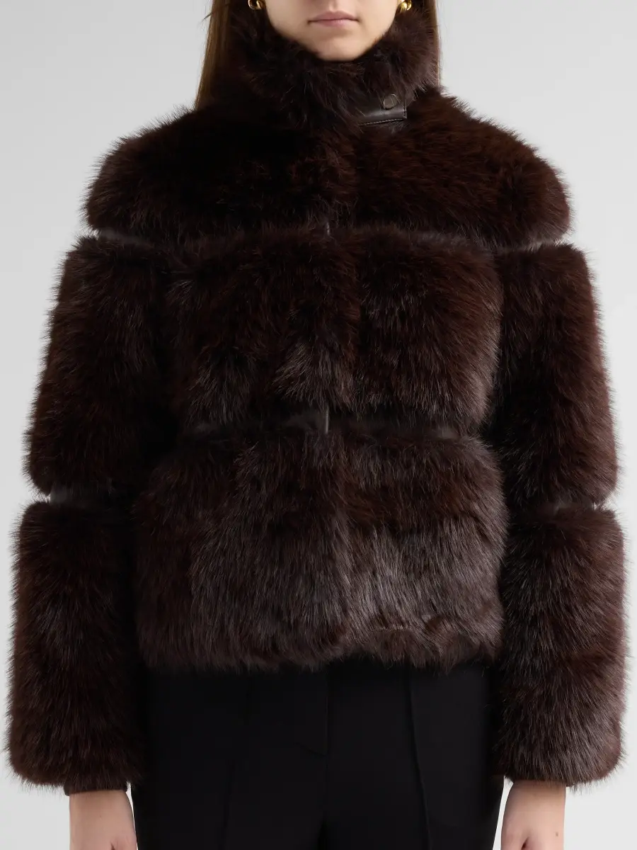 Elie Tahari Women's The Yael Faux-Fur Funnel-Neck Coat | Thumbnail 5 Elie Tahari Women's The Yael Faux-Fur Funnel-Neck Coat | Thumbnail 5
