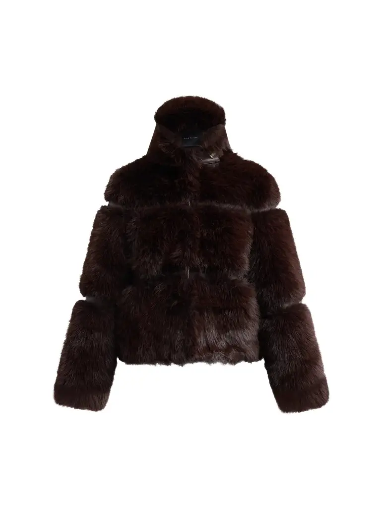 Elie Tahari Women's The Yael Faux-Fur Funnel-Neck Coat