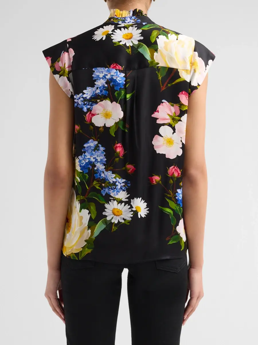 Elie Tahari Women's The Chloe Moon Flower Silk-Blend Blouse | Thumbnail 3 Elie Tahari Women's The Chloe Moon Flower Silk-Blend Blouse | Thumbnail 3