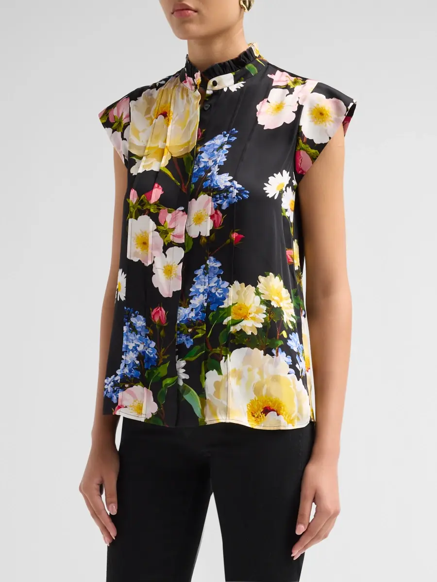 Elie Tahari Women's The Chloe Moon Flower Silk-Blend Blouse | Thumbnail 4 Elie Tahari Women's The Chloe Moon Flower Silk-Blend Blouse | Thumbnail 4