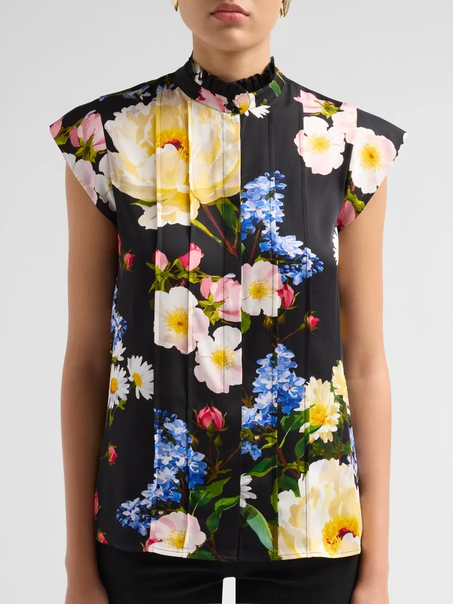Elie Tahari Women's The Chloe Moon Flower Silk-Blend Blouse | Thumbnail 5 Elie Tahari Women's The Chloe Moon Flower Silk-Blend Blouse | Thumbnail 5