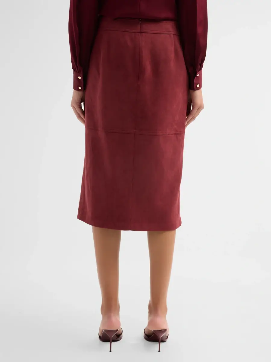 Elie Tahari Women's The Danica Faux Suede Belted Midi Skirt | Thumbnail 3 Elie Tahari Women's The Danica Faux Suede Belted Midi Skirt | Thumbnail 3