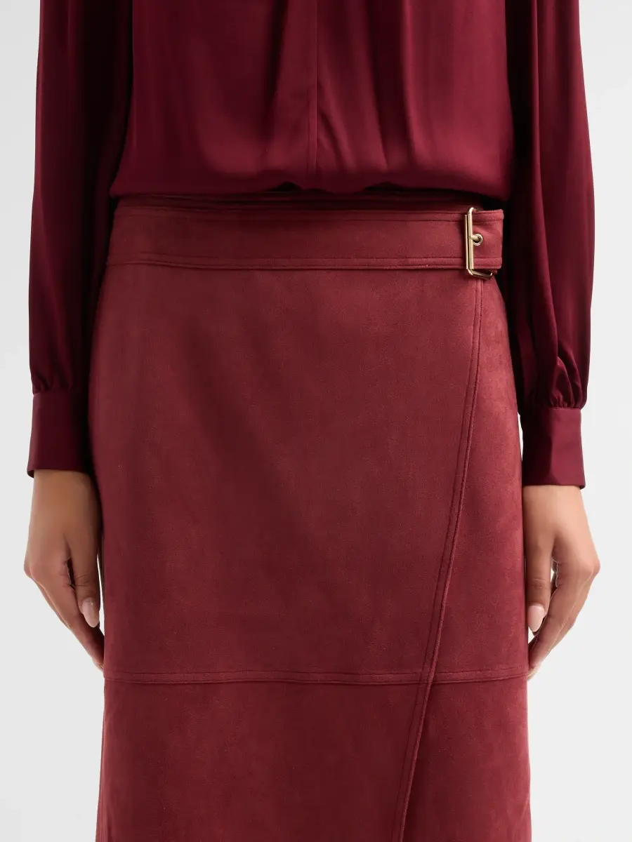 Elie Tahari Women's The Danica Faux Suede Belted Midi Skirt | Thumbnail 5 Elie Tahari Women's The Danica Faux Suede Belted Midi Skirt | Thumbnail 5