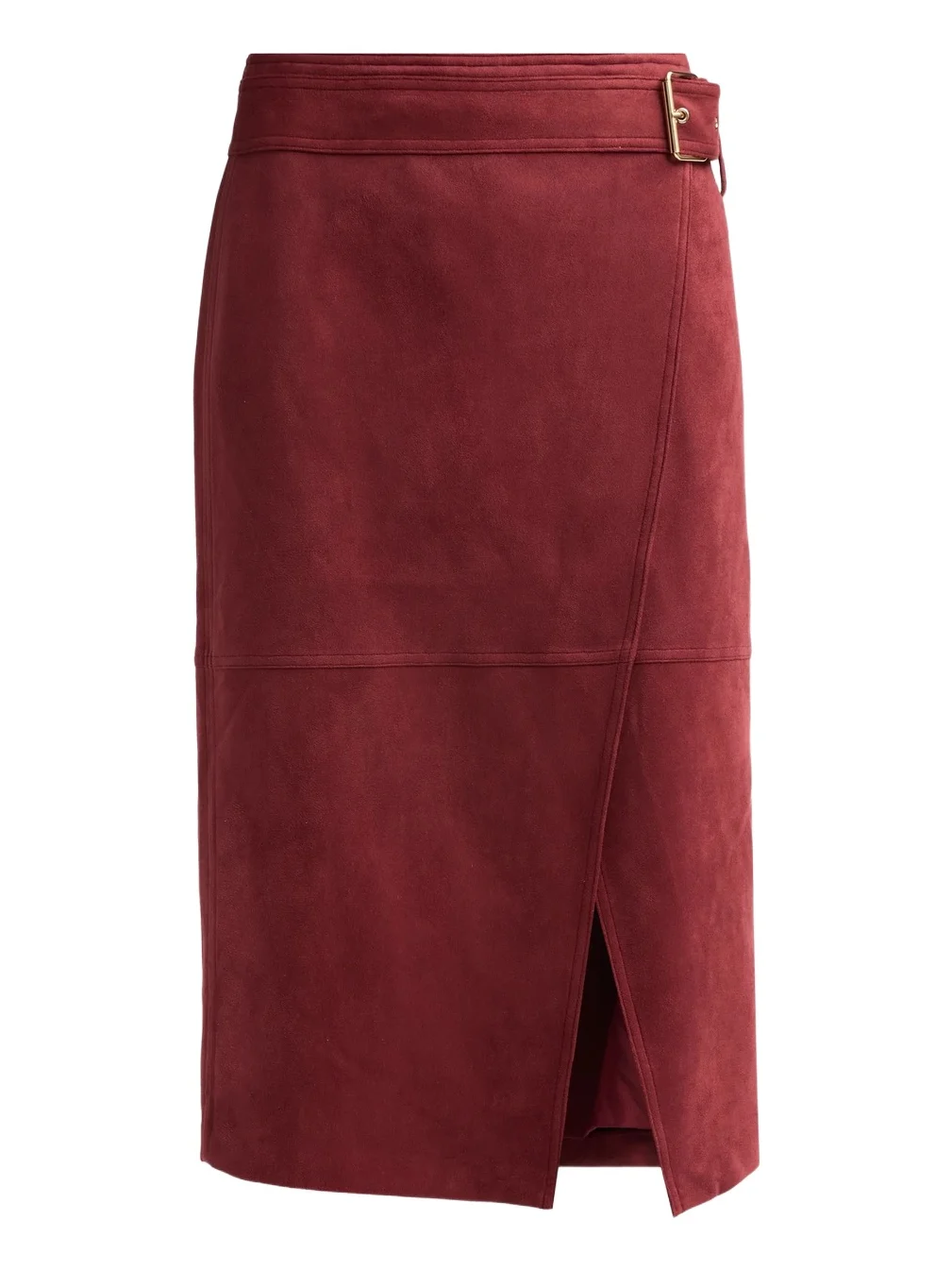 Elie Tahari Women's The Danica Faux Suede Belted Midi Skirt
