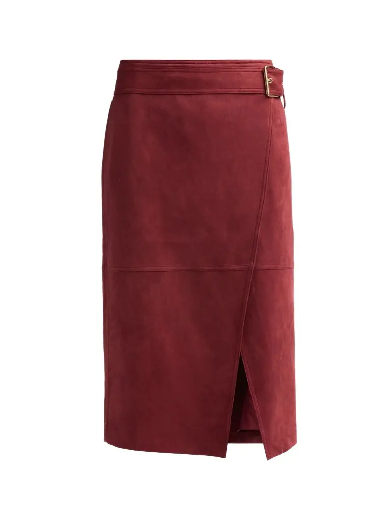 Women's The Danica Faux Suede Belted Midi Skirt Women's The Danica Faux Suede Belted Midi Skirt