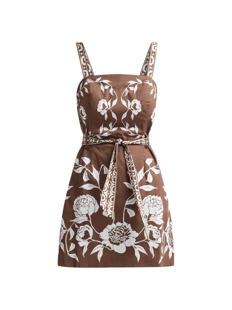 Lilly Pulitzer Women's Muireann Floral Stretch-Cotton Tie-Waist Mini Dress