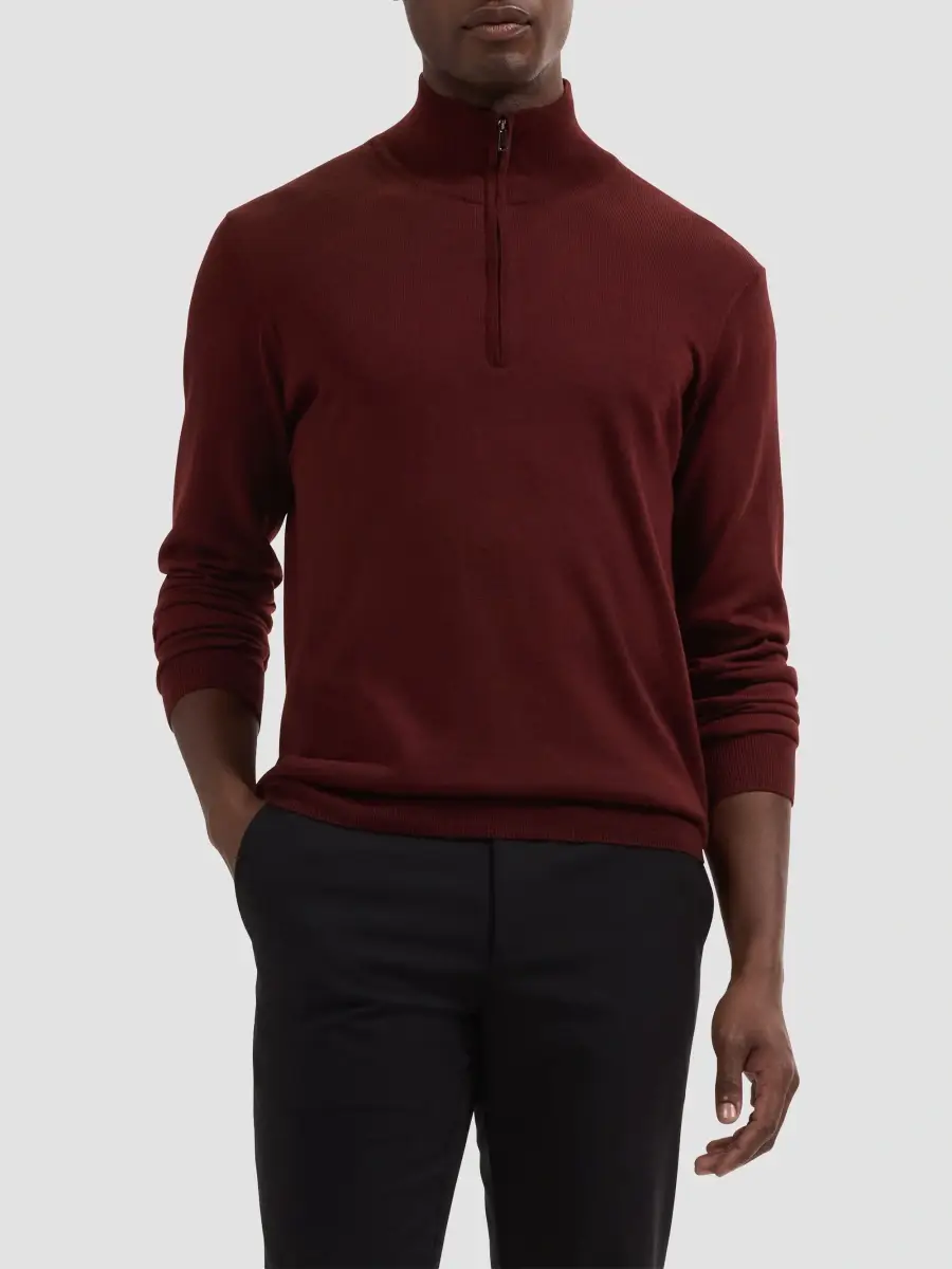 Bugatchi Men's Fred Quarter-Zip Merino Wool Sweater | Thumbnail 3 Bugatchi Men's Fred Quarter-Zip Merino Wool Sweater | Thumbnail 3