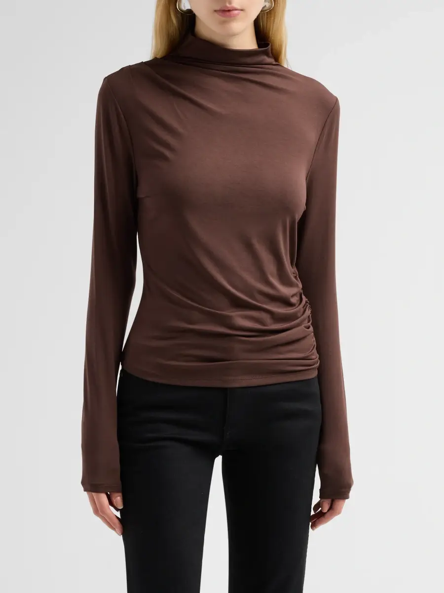 Veronica Beard Women's Mylie Gathered Turtleneck Top | Thumbnail 4 Veronica Beard Women's Mylie Gathered Turtleneck Top | Thumbnail 4