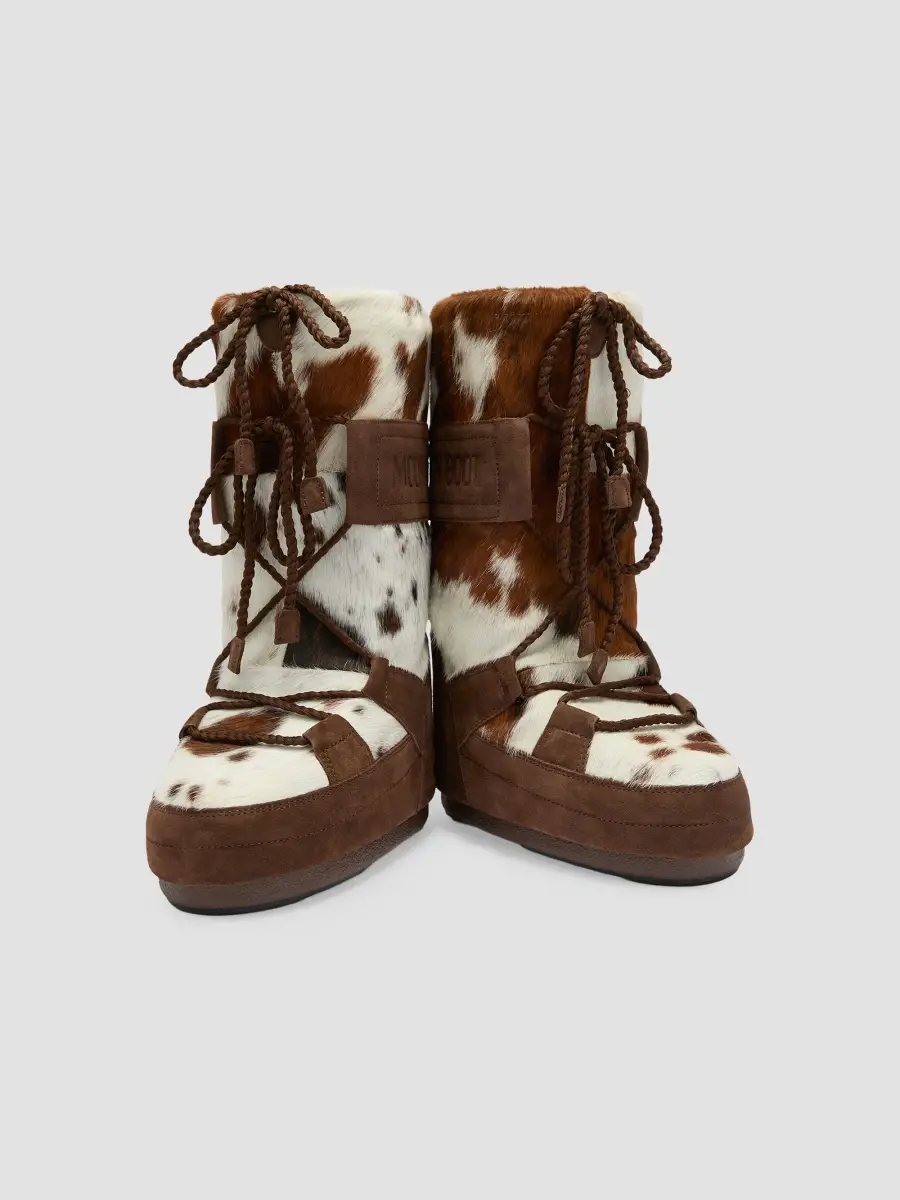 Moon Boot Women's Icon Archive 1985 Animal-Print Calf Hair & Suede Boots - White Cocoa | Thumbnail 3 Moon Boot Women's Icon Archive 1985 Animal-Print Calf Hair & Suede Boots - White Cocoa | Thumbnail 3