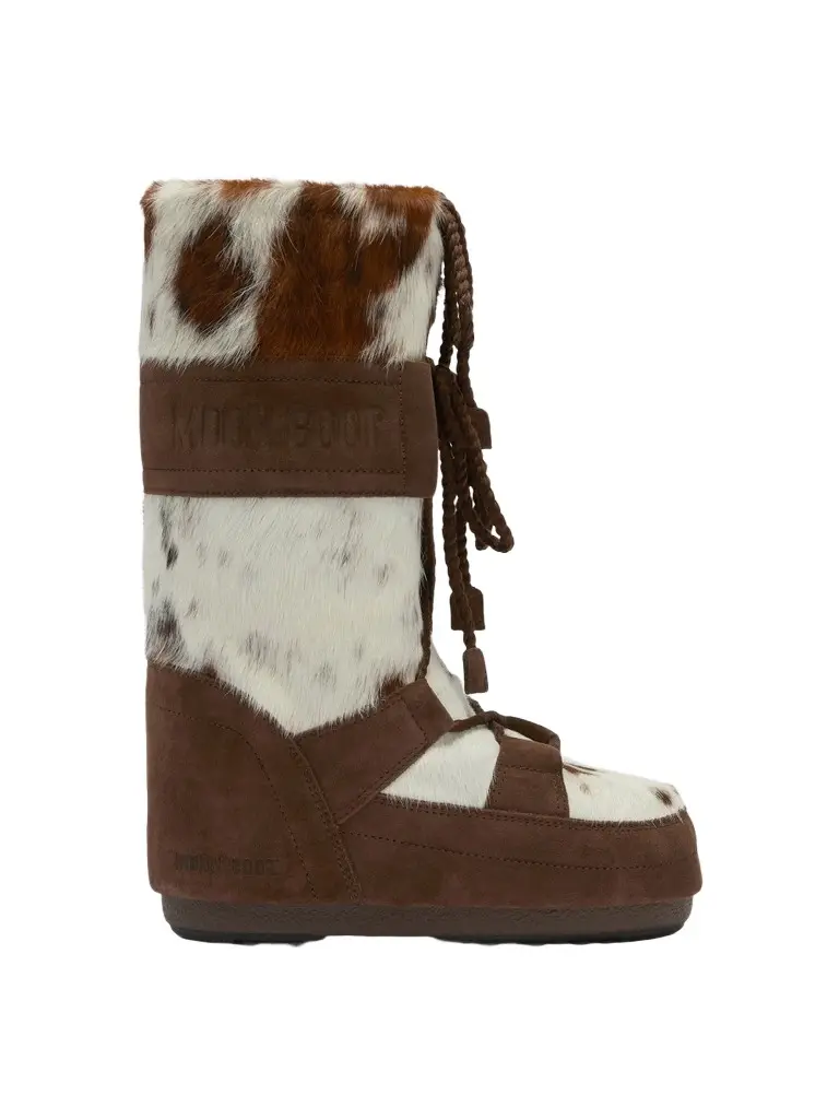 Moon Boot Women's Icon Archive 1985 Animal-Print Calf Hair & Suede Boots - White Cocoa