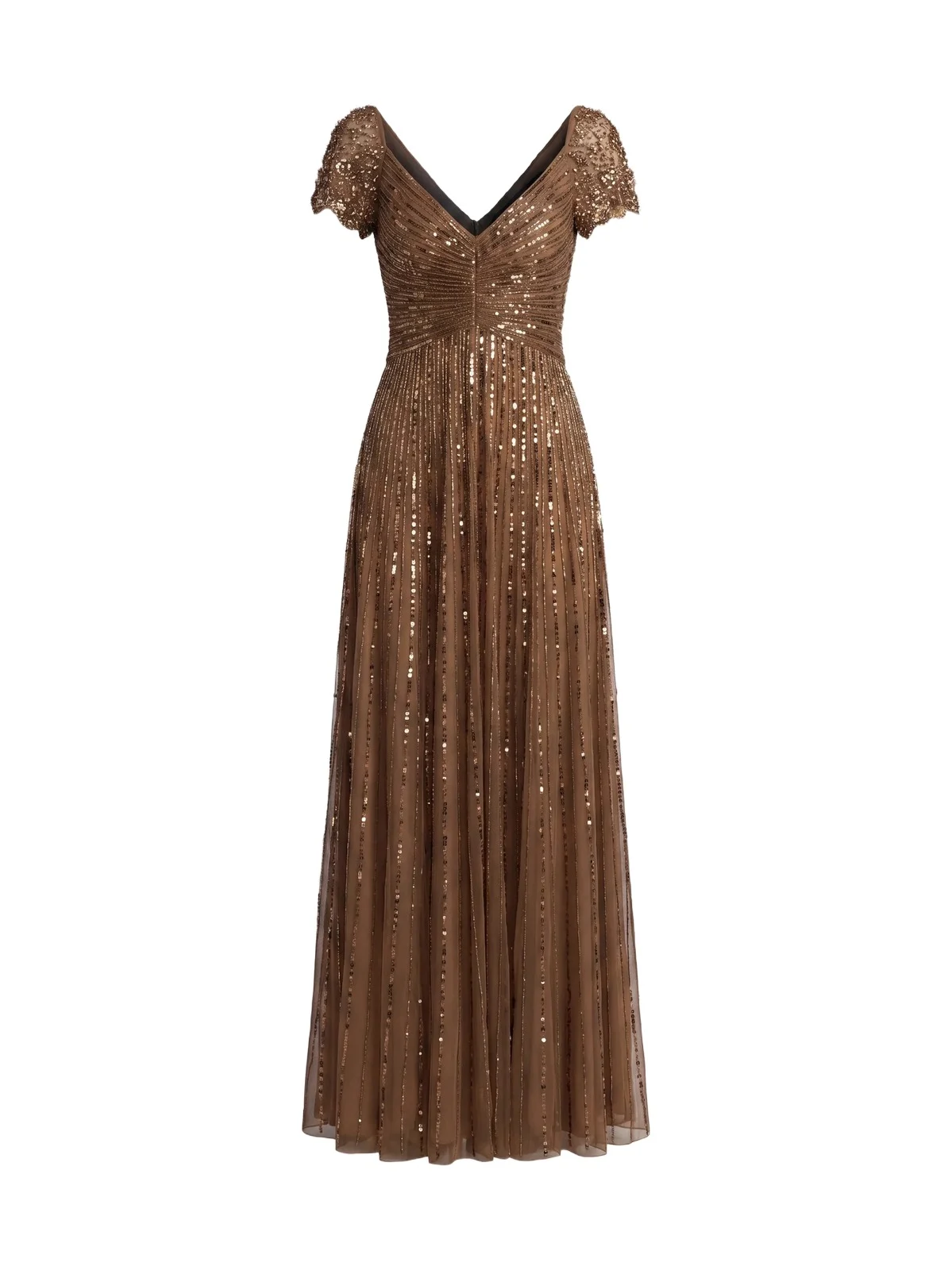 Mac Duggal Women's Embellished Mesh Fit & Flare Gown - Chocolate