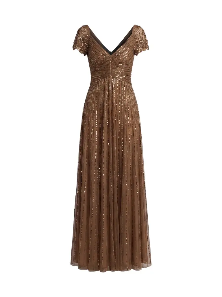 Mac Duggal Women's Embellished Mesh Fit & Flare Gown - Chocolate