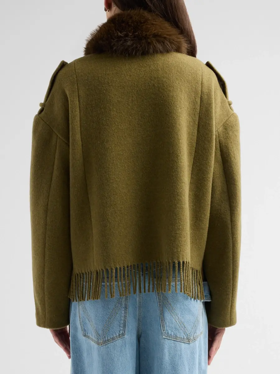 3.1 Phillip Lim Women's Faux-Fur Collar Fringe-Hem Wool-Blend Jacket | Thumbnail 3 3.1 Phillip Lim Women's Faux-Fur Collar Fringe-Hem Wool-Blend Jacket | Thumbnail 3