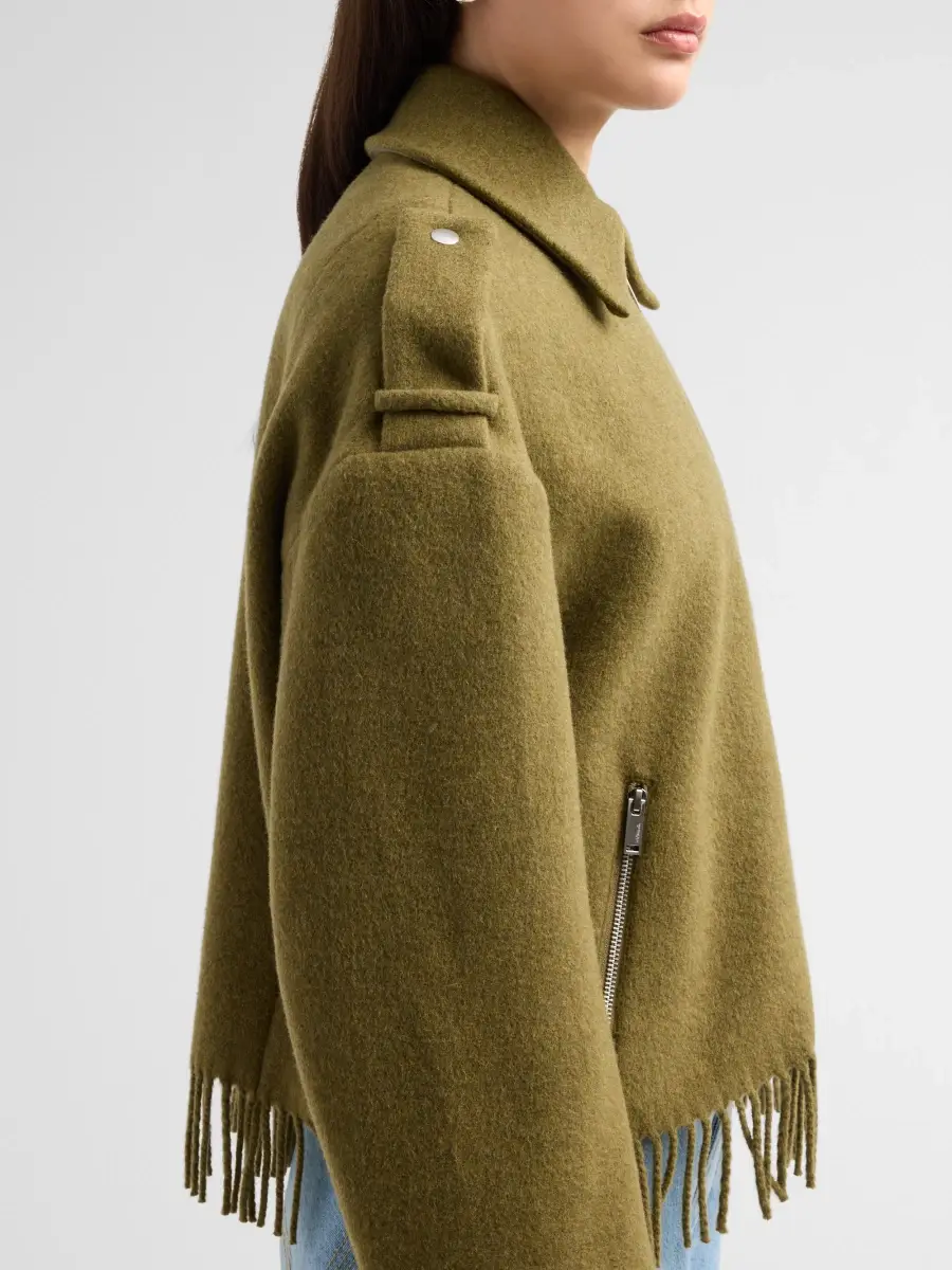 3.1 Phillip Lim Women's Faux-Fur Collar Fringe-Hem Wool-Blend Jacket | Thumbnail 5 3.1 Phillip Lim Women's Faux-Fur Collar Fringe-Hem Wool-Blend Jacket | Thumbnail 5