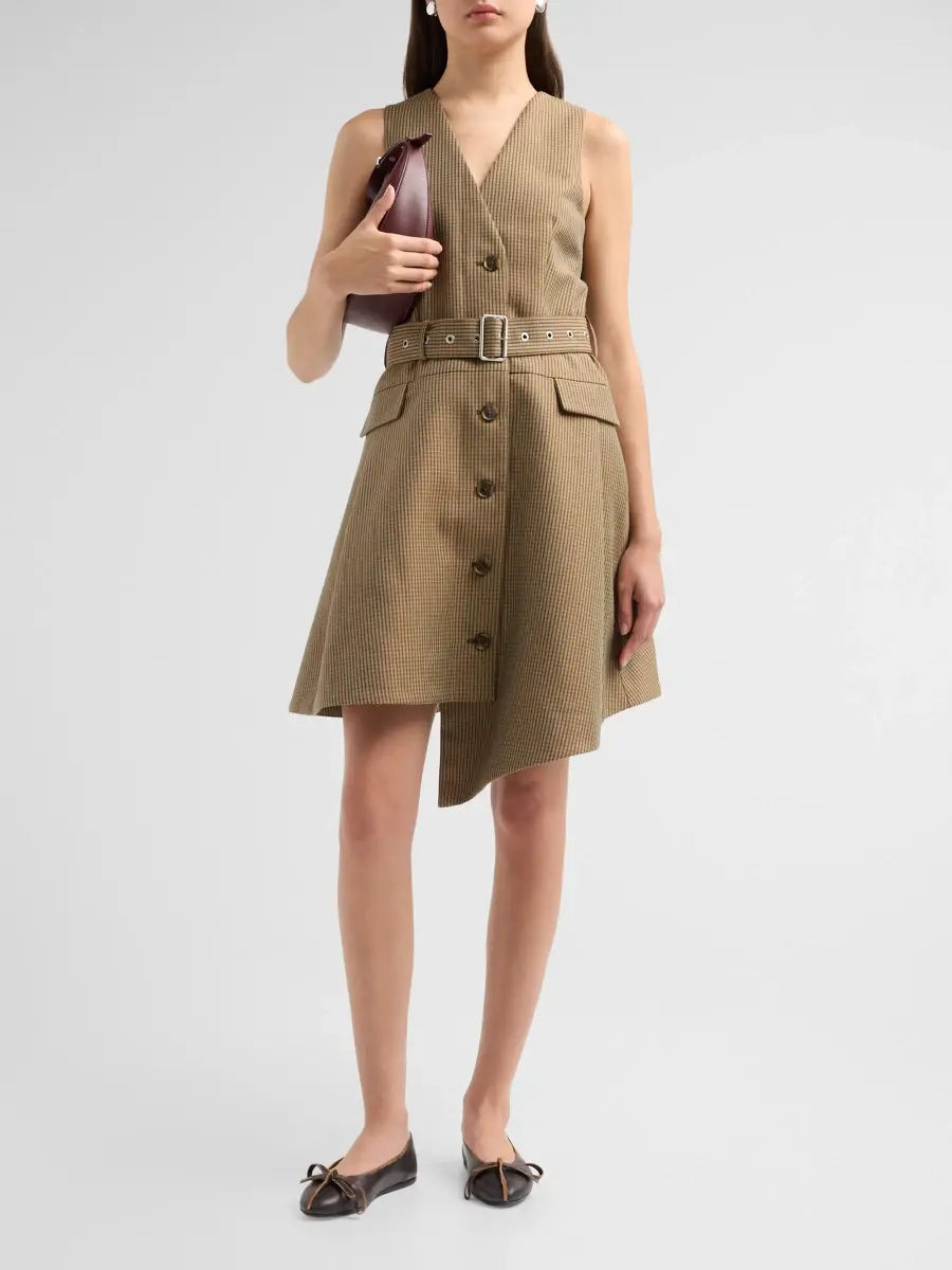 3.1 Phillip Lim Women's Houndstooth Tweed Belted Knee-Length Dress | Thumbnail 2 3.1 Phillip Lim Women's Houndstooth Tweed Belted Knee-Length Dress | Thumbnail 2