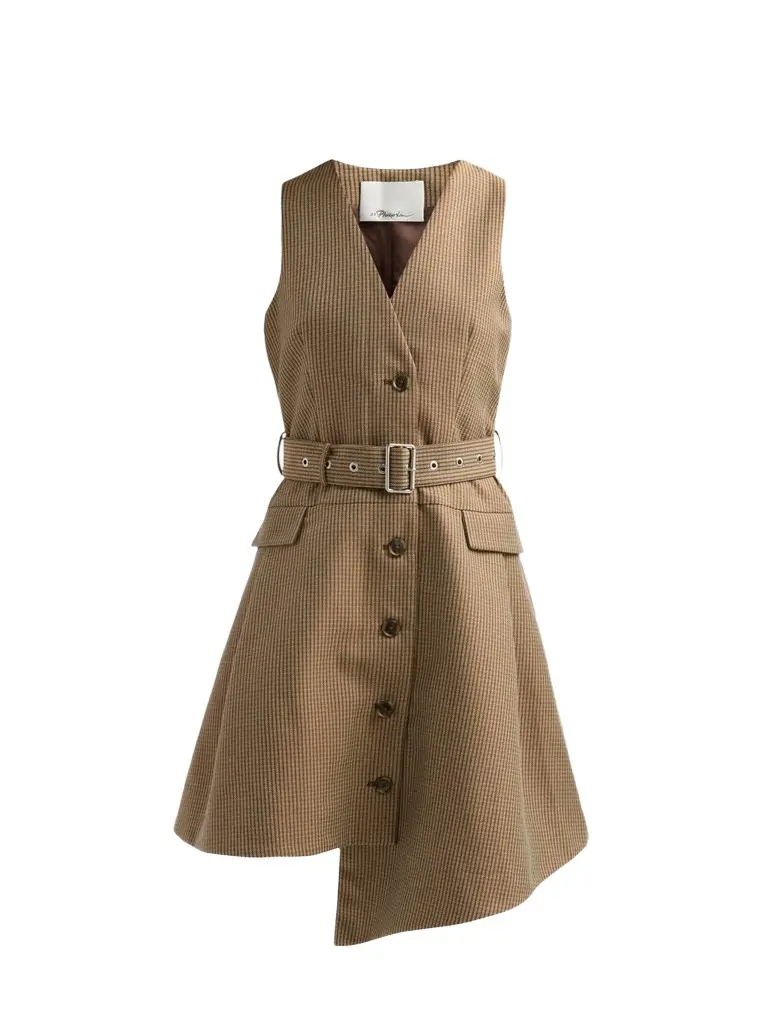 3.1 Phillip Lim Women's Houndstooth Tweed Belted Knee-Length Dress