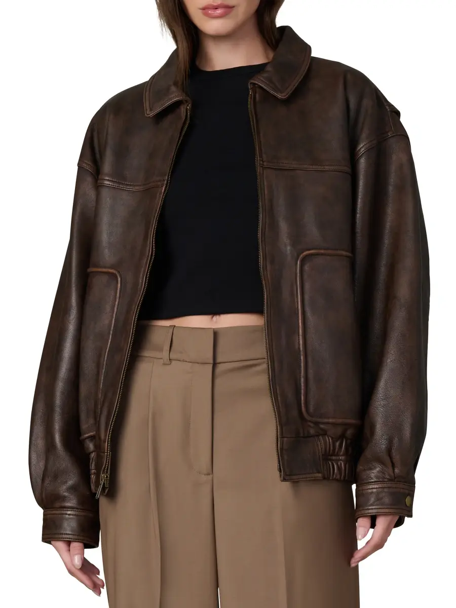 Joe's Jeans Women's Luca Exposed-Seam Leather Jacket | Thumbnail 3
